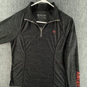 Ariat Tek Long Sleeve 1/4 Zip Dark Gray Shirt Women Size Large Stretch Pullover
